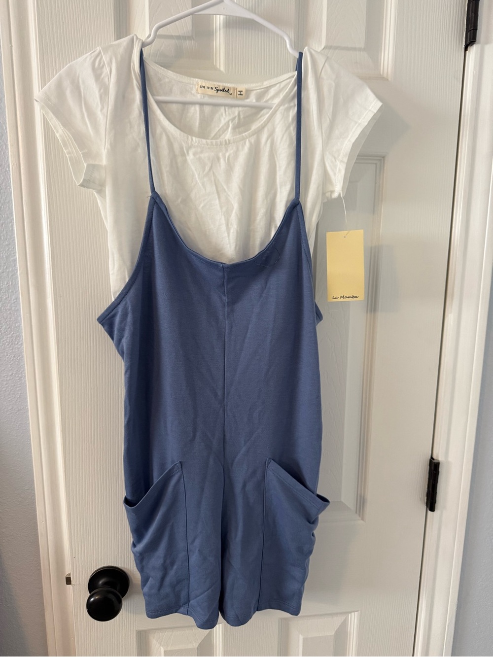 Kohl's Blue Sleeveless Cotton Romper with Pockets